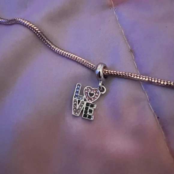 Silver Dangle LOVE Multi Color Charm For Pandora Braclets - Picture 4 of 4